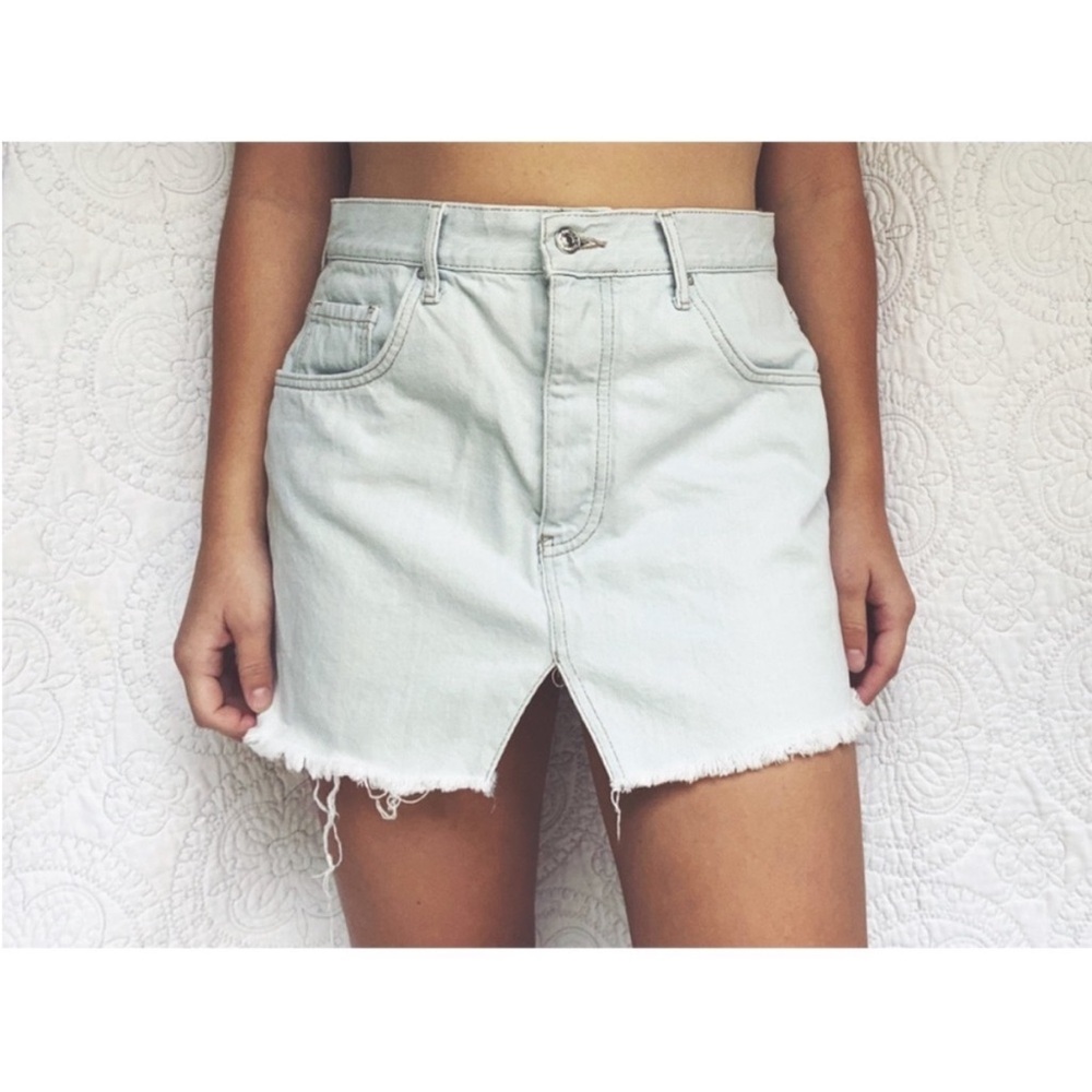 High waist denim mini skirt